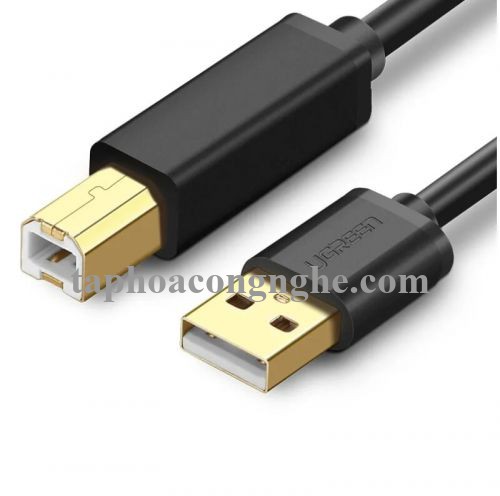 Ugreen 10351 3M màu Đen Cáp USB 2.0 sang USB B máy in đầu mạ vàng US135 30010351